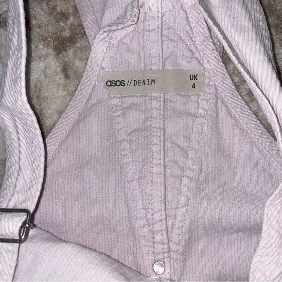 Asos//denim Curduroy pale purple overall dress romper multiple pockets SZ UK 4 - Picture 5 of 11